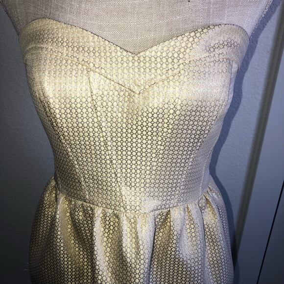 Shoshanna Cocktail Dress Ivory and Gold - SZ 4 - Picture 2 of 10